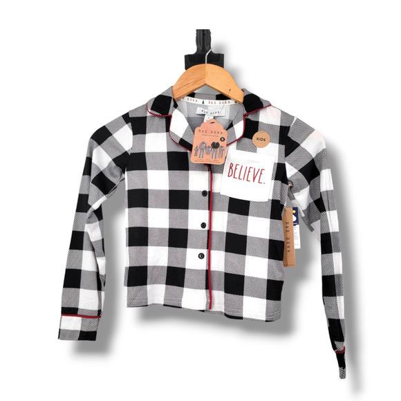 Rae Dunn Other - NEW Rae Dunn Family‎ Pajamas Plaid Button Down Believe Pajama TOP ONLY Size 5